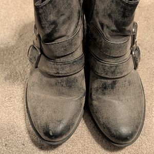 Crown Vintage Distressed Black Ankle Boots